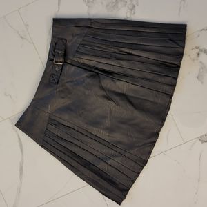 Pleated faux leather mini skirt